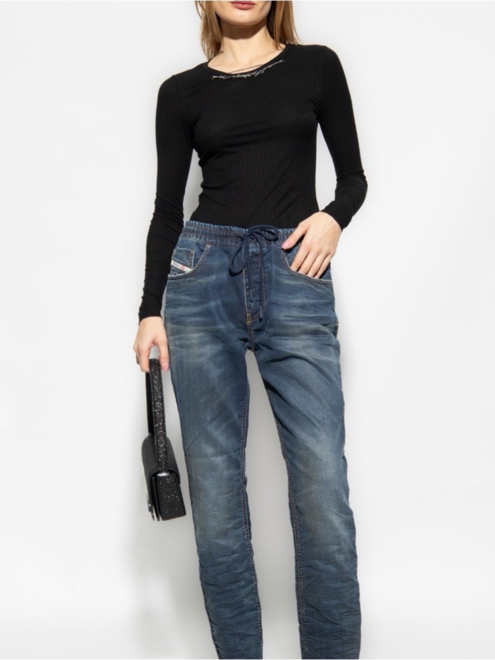 NWT Diesel Blue Drawstring jogger Jeans size 24